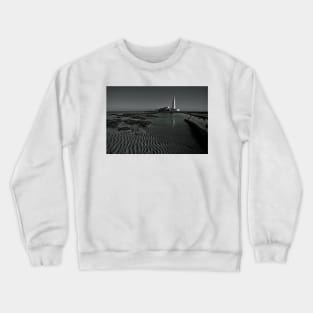Ripples and Reflections at St Mary's Island - Monochrome Crewneck Sweatshirt